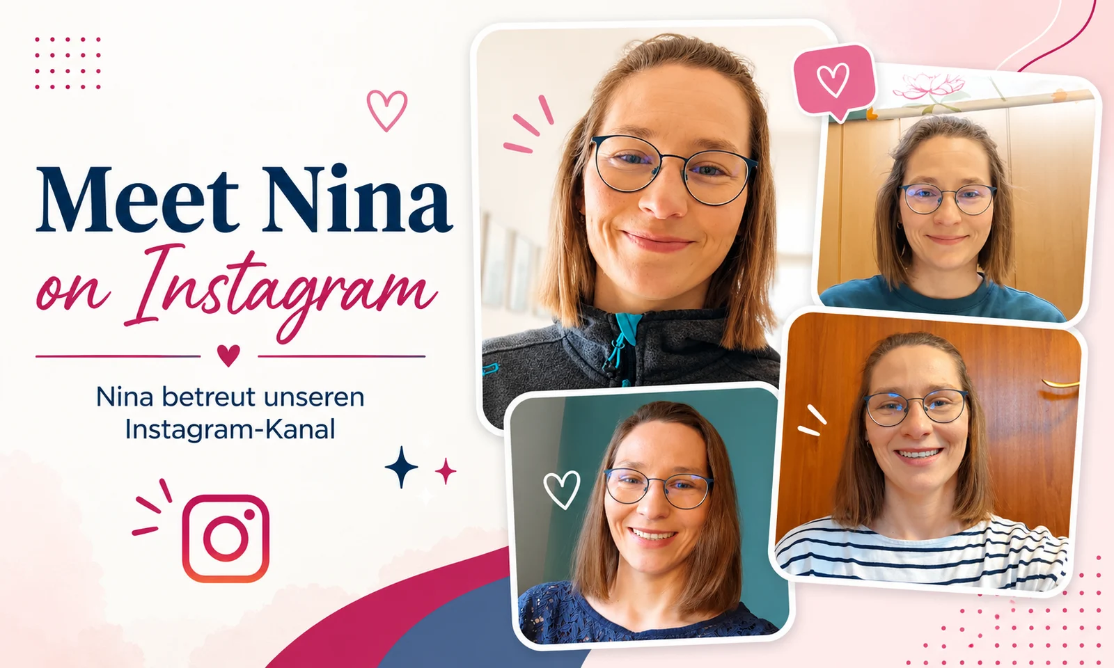 Nina, das Gesicht von ChorFit auf Instagram, in einer Collage aus verschiedenen Aufnahmen